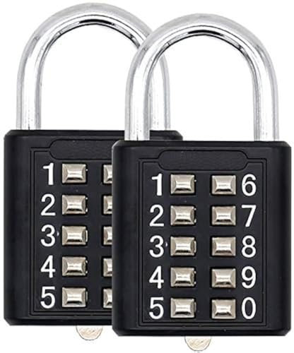 MIONI Guard Security - Cadenas à combinaison à 10 chiffres, mécanisme de verrouillage à 5 chiffres, (paquet de 2)