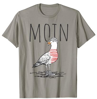 Moin Digga Spruch I Möwe Vogel See Meer Segeln T-Shirt