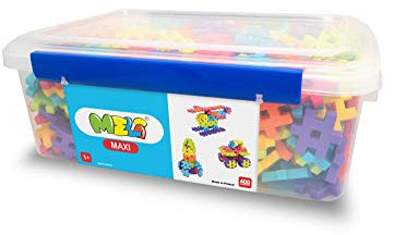 Meli Maxi EDU Tiere 400 | Große Baustein-Sammlung für Kinder ab 1 Jahr | 400 Bunte Maxi-Bausteine | Kreatives Steckspiel zur Förderung der Motorik | Inkl. praktischer Aufbewahrungsbox