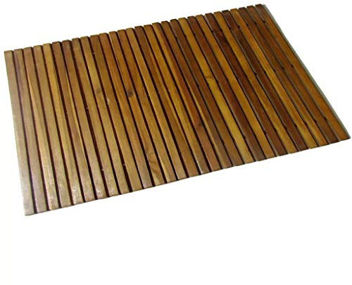 GOTOTOP Alfombra de Baño de Madera de Acacia Antideslizante Tarima de Ducha y Baño Alfombra de Ducha Durable 80 x 50 cm