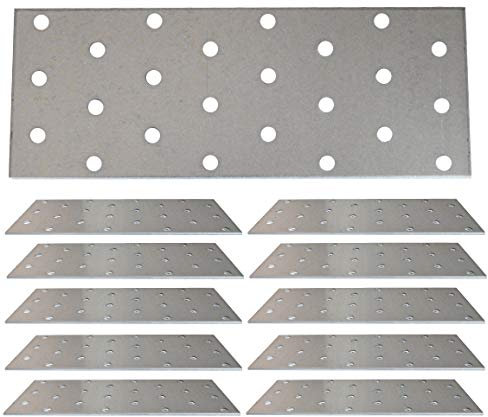 Steel Timber Connector Flat Connecting Joining Plate Galvanised Z275g/m2 20μm Heavy Duty Metal Sheet 6.3x 2.36x 0.08 (160 x 60 x 2mm) Pack of 10
