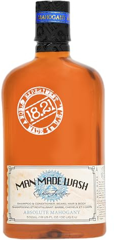 18.21 Man Made Original Absolute Mahogany 3-in-1 Body Wash, Shampoo, & Conditioner for Men, All Hair & Skin Types, Strengthens and Moisturizes in a Manly Aroma, 18oz