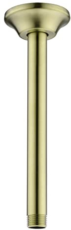 BESTILL 8 Inch Ceiling Mount Rain Shower Head Arm and Flange, Brushed Gold