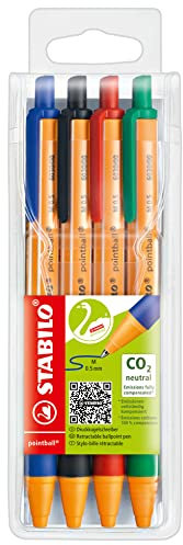 STABILO - Druck-Kugelschreiber - pointball - 5x 4er Pack - blau, schwarz, rot, grün