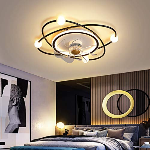YUNZI 42W Bedroom Ceiling Fan with LED Light And Remote Control 3 Speeds with Timer Dimmable Fan Ceiling Light Modern Living Room Quiet Ceiling Fan Light,Black