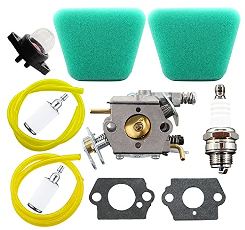 MCHNIC Carburateur avec Pompe D'amorcage Compatible pour McCulloch 333 335 338 435 436 440 Poulan 2050 2055 2115 2175 2250 2275 2750 2755 2375 2550 2555 4016 Pro 4016 Tronçonneuse Filtre à Carburant