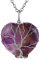 FOCALOOK Collier Femme Améthyste Coeur Pendentif Arbre de Vie Pierre de Naissance Naturelle Cordiforme avec Chaîne Acier Ajustable