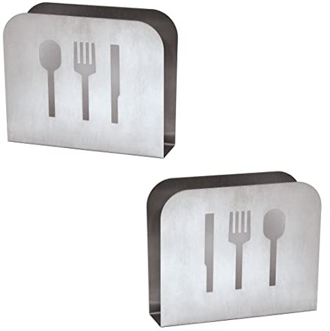 2er Set - Serviettenhalter aus Edelstahl | Serviettenablage für Tisch, Küche, Bar, Gastronomie | Serviettenständer, langlebig | Serviettenspender Stehend - Serviettenbox für Restaurants & Bistros