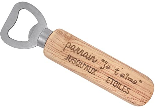 ERNESTINE - Décapsuleur Parrain je t'aime - cadeau fête des parrains et marraines - cadeau parrain accessoire homme - porte clefs personnalisable famille - cadeau homme anniversaire Noël naissance