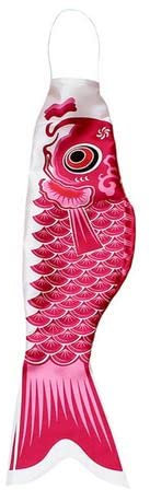 Japanischer Karpfen pink Fisch Windspiel 55 cm | Nylon hängender Windsack Windspiel Deko Garten Fische maritim