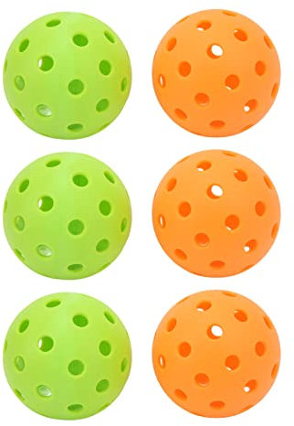 VGEBY 6 Pickleball-Kugeln, 40 Löcher aus Kunststoff, Hochelastisch, Hohl, Outdoor-Pickleball-Kugel-Set mit Aufbewahrungstasche