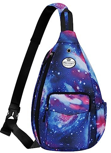 HUA ANGEL Stylisch Brusttasche Crossbody Bag Leichter Blumenmuster Rucksack Damen Wasserdicht Klein Sling Bag Brusttasche UmhäNgetasche Damen Mit Flaschenfach FüR Reisen Sportlich Wandern