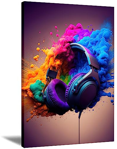 Eflaintes Videospiel-Wandkunst, Gaming-Poster, modern, bunt, Kopfhörer, Wanddekoration, Controller, Leinwand, Spielzimmer, Malerei, coole Poster für Jungenzimmer