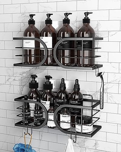 Adurei Duschregal ohne Bohren SUS304 Edelstahl Großes Fassungsvermögen Hochwertig Rostfrei Duschablage Duschkörbe Organizer für Badezimmer und Küche Toilette 2 Stück