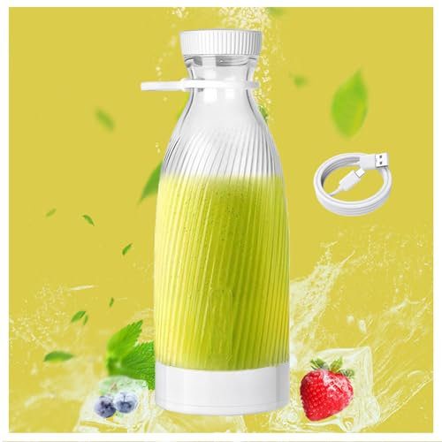 Fresh Juice Blender Portable, 500 Ml, Conception à 6 Lames Mixeur Milkshake, Recharge Usb Portable Sans Fil Mixeur Blender, Pour MéLangeur De Nourriture De Cuisine,White