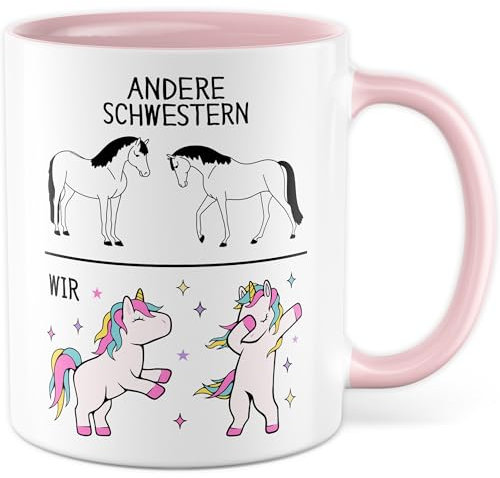 Tasse sœur, autres sœurs - Nous, cadeau tasse à café pour frères et sœurs, idée cadeau pour petite ou grande sœur, anniversaire, Noël, cadeaux licorne drôle, tasse à café (blanc/rose)