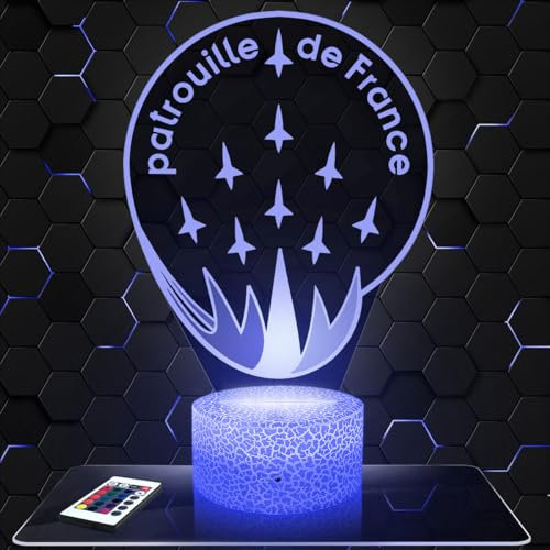 Lampephoto.fr - Französische Luftwaffe 3D Lampe, Touch Nachtlicht, Geschenkidee Dekoration Militär Schreibtischlampe Wohnzimmer Idee Weihnachten für Französische Armee-Fans, 3D Led Illusion