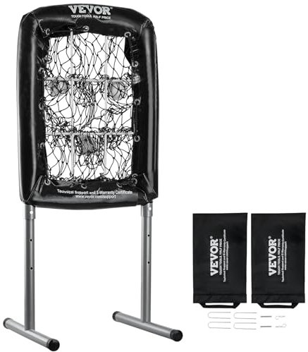 VEVOR Pitching Netz Pitching Target Höhenverstellbar 254 mm / 355,6 mm / 457,2 mm, Baseball & Softball 9 Loch Trainingsgeräte für Jugendliche und Erwachsene, Tragbares Schnellmontage-Design Schwarz