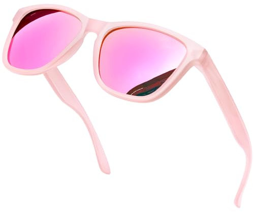 KANASTAL Pink Sunglasses Womens Polarised Mens Mirrored Square Tinted Ladies Vintage Retro Classic Beach Vacation Fashion UV400 Protection - Pink Frame
