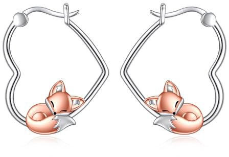 YFN Fuchs Ohrringe Sterling Silber Tier Herz Creolen baumeln Tropfen baumelnden niedlichen Fuchs Schmuck Geschenke für Damen Mädchen