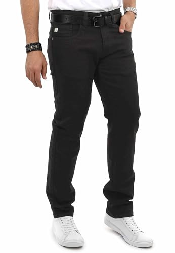 Indicode Herren Jeans (30W-38W) Regular Fit Stretch, Straight Cut Hosen - 98% Baumwolle, Tragegefühl Bequem, Männer Jeanshosen - B796 Schwarz W31/L32