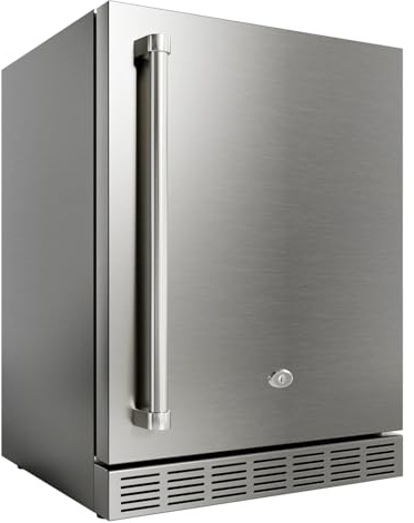 cureder 21 Inch Outdoor Refrigerator, Weather Proof Stainless Steel Beverage Beer Cooler Under Counter Fridge, Indoor/Outdoor Refrigerator with 3 Shelves for Patio Kitchen and Commercial Use