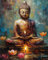 TISHIRON Buddha Malen nach Zahlen Erwachsene, Lotus Malen nach Zahlen, Malen nach Zahlen de Pinsel und Acrylfarbe, 16X20Inch Keine Flammen Malen nach Zahlen Erwachsene Familie Freundes