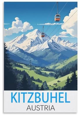 Kitzbuhel Österreich, Vintage-Reiseposter, 20 x 30 cm, Leinwandkunst, Poster und Wandkunst, Bilddruck, moderne Familienschlafzimmer-Dekoration