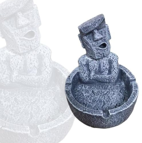 Moai-Aschenbecher, Zigarre Aschenbecher mit Moai-Figur, Aschenbecher für Draussen Osterinsel-Steinstatue, Harz Innenraum Aschenbecher für Zigaretten Heimbüro, Terrasse Veranda Garten Dekorationen