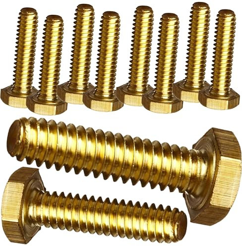 M5 x 50mm Solid Brass Hex Bolts Fully Threaded Hexagon Screws DIN933 (pack of 10)