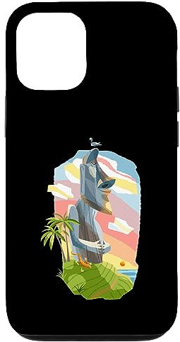 iPhone 14 Colorful Moai Statue Funny Stone Sculpture On Easter Island Case
