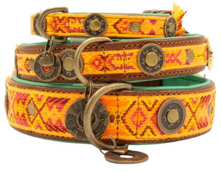 DWAM Dog with a Mission - Hundehalsband - Verstellbar - Weichem Leder – Orange – XS – Leder – Halsumfang zwischen 23–29 x 2 cm – Boho Chica