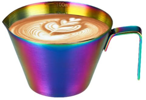weiting Vaso medidor de espresso de acero inoxidable, taza medidora de espresso de acero inoxidable, taza de café espresso con mango y escala, vaso medidor de metal para cafés