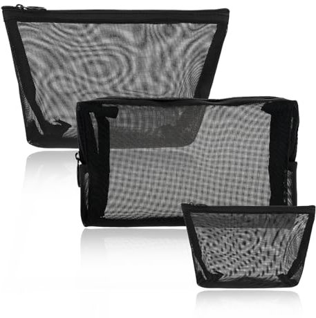 3 Stück Mini Kulturtasche Klein Mit ReißVerschluss Netz Organizer Nylon Kleine Tasche Kleine Geldbörse Kosmetiktasche Mesh Aufbewahrung Make Up Taschen BüRos Reisen Organizer ZubehöR Set Tasche