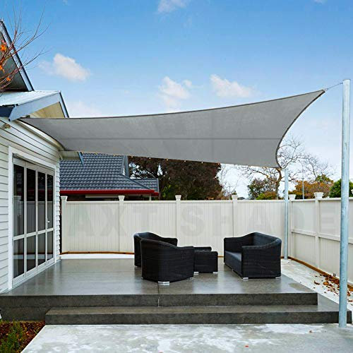 AXT SHADE Sun Shade Sail Waterproof 2x2.5m Rectangle UV Block Canopy Awning for Patio Outdoor Garden Backyard-Light Grey