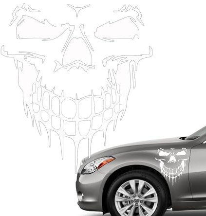 Reflektierender Autoaufkleber, Totenkopf-Aufkleber, reflektierende Autoaufkleber, Motorhauben-Aufkleber, coole Totenkopf-Aufkleber für LKW, SUV, Motorrad, Fahrrad