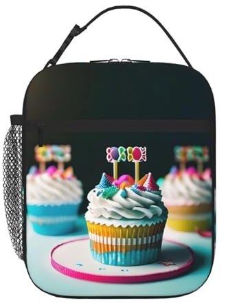 ZEXVPVAX Happy Birthday Cakes tragbare Lunch-Tasche (mehrseitiges Design), wiederverwendbare Lunchtasche, Picknicktasche