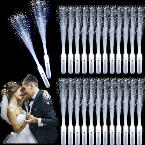 YeahBoom 24 pièces bâton Lumineux en Fibre de Verre,Bâtons Lumineux LED Glow in The Darkness Stick Accessoires de fête,Bâton Lumineux en Fibre de Verre pour Enfants Noël,fête,Concert,Mariage