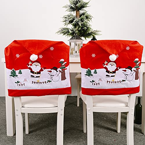 51buyoutgo Stuhlhussen Weihnachten 4er Set, Weihnachts Stuhlhussen, Klassiker Waschbarer Weihnachtsstuhlhussen für Esszimmer, Abendessen, Dekoration 60×50cm