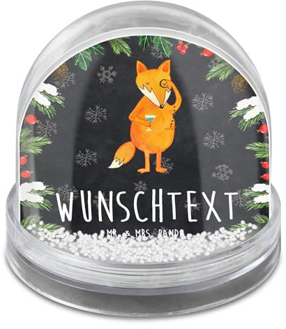 Mr. & Mrs. Panda Personalisierbare Schneekugel Fuchs Lord - Personalisierte Geschenke, Schick, Tröstende Worte, Mond, personalisiert, Individuelle, Neugierig, Mit Namen, Spruch Lustig