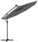 GOPLUS 3M Parasol Déporté avec Lumière LED, Parasol de Jardin Extérieur 8 Baleines avec Base Croisée, Grand Parasol Inclinable 35° avec Manivelle pour Patio Terrasse Marché (Gris)