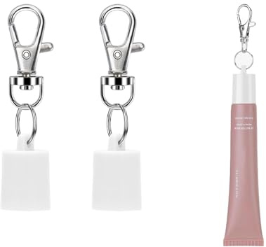 Leeneen Schlüsselanhänger für Lipgloss, Sommerfreitage, 2 Stück Lippenbalsam-Halter, Schlüsselanhänger, tragbare Lipgloss-Hülle für Frauen und Mütter, weiß, M, Minimalistisch