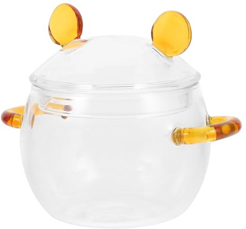 TOYANDONA Pentola in Vetro Borosilicato con Doppie Maniglie Resistente Alte Temperature per Zuppe Stufati e Pasta Pentola Cucina Versatile e Sicura