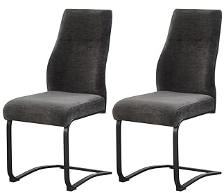 xonox.home – Schwingstuhl Tina 43x98x59 cm Anthrazit 2er Set – Robuster Freischwinger für Esszimmer – Stabil, langlebig, belastbar 120 kg – Eleganter Design-Stuhl für Wohnbereiche