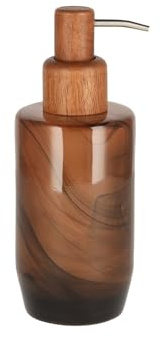 home&you - Seifenspender Shadow aus Glas Holz, 19 cm Höhe, 7.5 cm Breite, 7.5 cm Länge, für Bad und Küche, Handseifenspender, Duschgelspender, Waschlotion, Badezimmer Accessoires - Braun