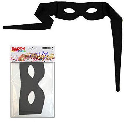 Herren schwarzer Stoff Augenmaske mit Krawatte Seiten - Bandit / Räuber / Zorro / Highwayman Maske