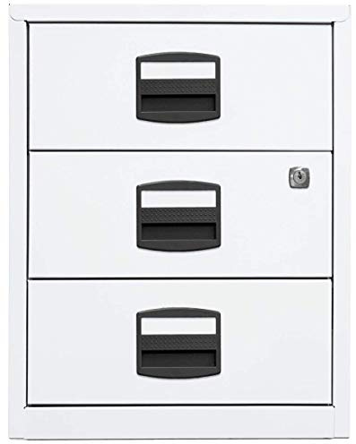 Bisley Home Personal Rollcontainer PFA: mit 3 Schublade/Bürocontainer/Rollwagen Gebrauch für Schreibtisch, Akten, Dokumente, Schreibwaren Maße: 40 x 41.3 x 52.8 cm