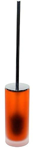 Gedy Tiglio Frosted Glass Toilet Brush Holder with Chrome Handle, Orange