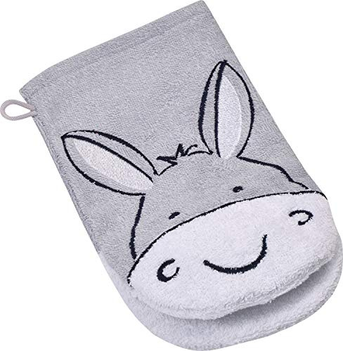 Wörner Kinder-WaschhandschuhEsel Frottier hellgrau Größe 15x21 cm