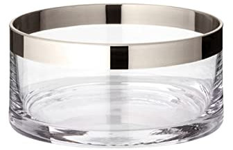 EDZARD Schale Grit (Durchmesser 15 cm, Höhe 7 cm) mundgeblasenes Kristallglas mit Platinrand, Dekoschale, Obstschale